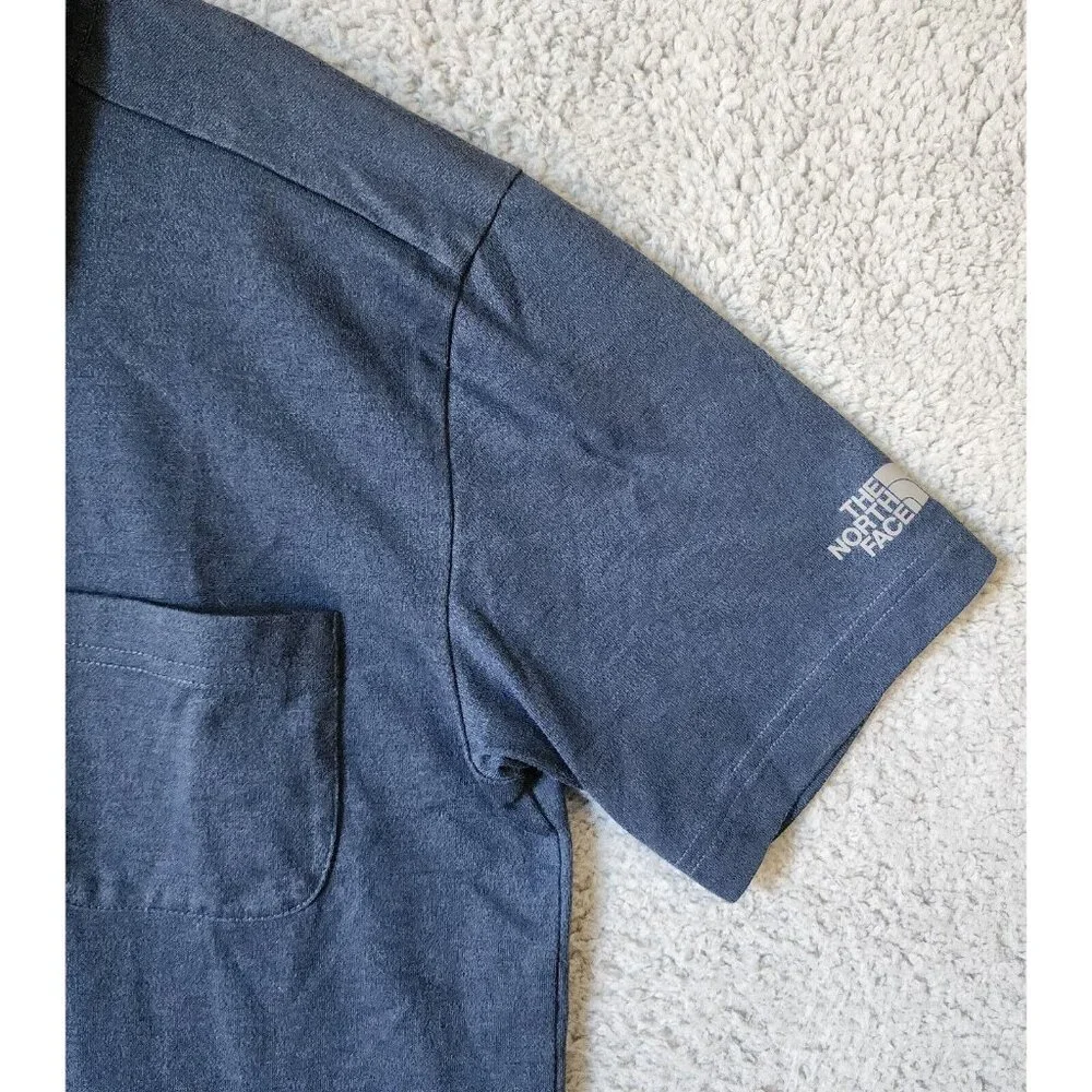 The North Face Blue Pocket‎ Short Sleeve Logo Polo Shirt Men's Size Small